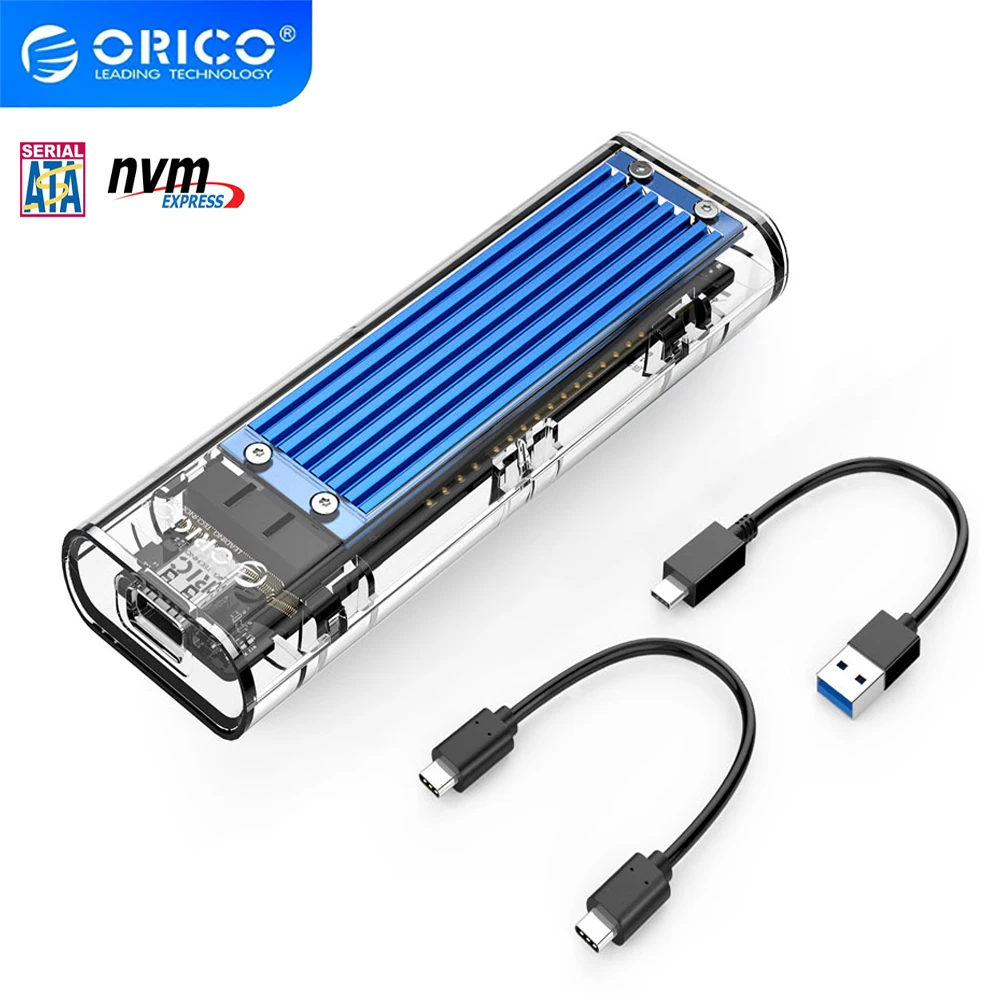 

ORICO M2 SSD Case NVME SSD Enclosure M.2 To USB Type C Transparent Hard Drive Enclosure for NVME PCIE NGFF SATA M/B Key SSD Disk