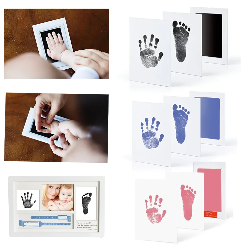 

Baby footprint set Safe Non-Toxic Handprint Paw Print Infant Souvenirs NoTouch Skin For Newborn Cushion Ink Footprint Infant Toy