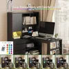 Study Table with Drawers, Corner Gaming Desk with Bookshelf, Writing Desks with Pegboard & Power Outlet，L Shaped Computer Desk 3