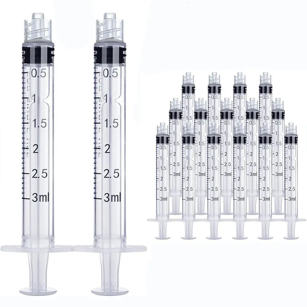 투명 루어 잠금 주사기, 스크류 보관 크림프 플라스틱 주사기, 3ml 주사기 샘플러, 접착제 주사기 및 액체, 1/100 개