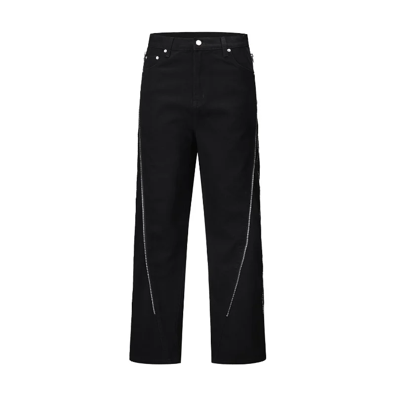 

23SS Personalized Side Zippered Jeans Men Women EU Size Heavy Fabric Fashion Fashion Pants Four Seasons Mon Compte
