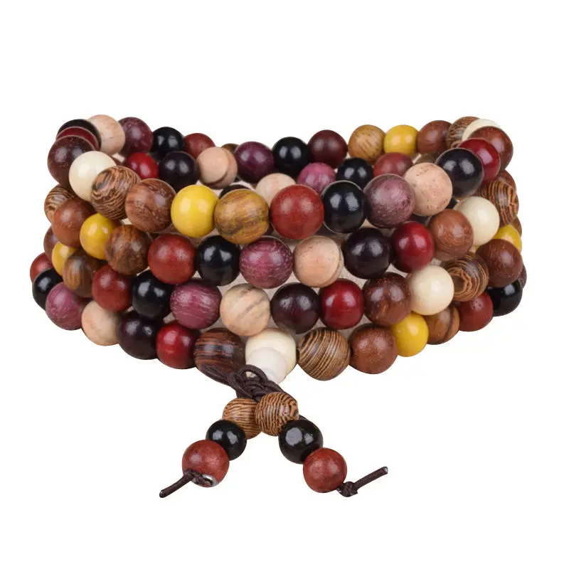 6/8mm Natural Sandalwood Buddhist Buddha Meditation Wood Prayer Bead Mala Bracelet Bangles Women Men Jewelry 108 Beads Bijoux