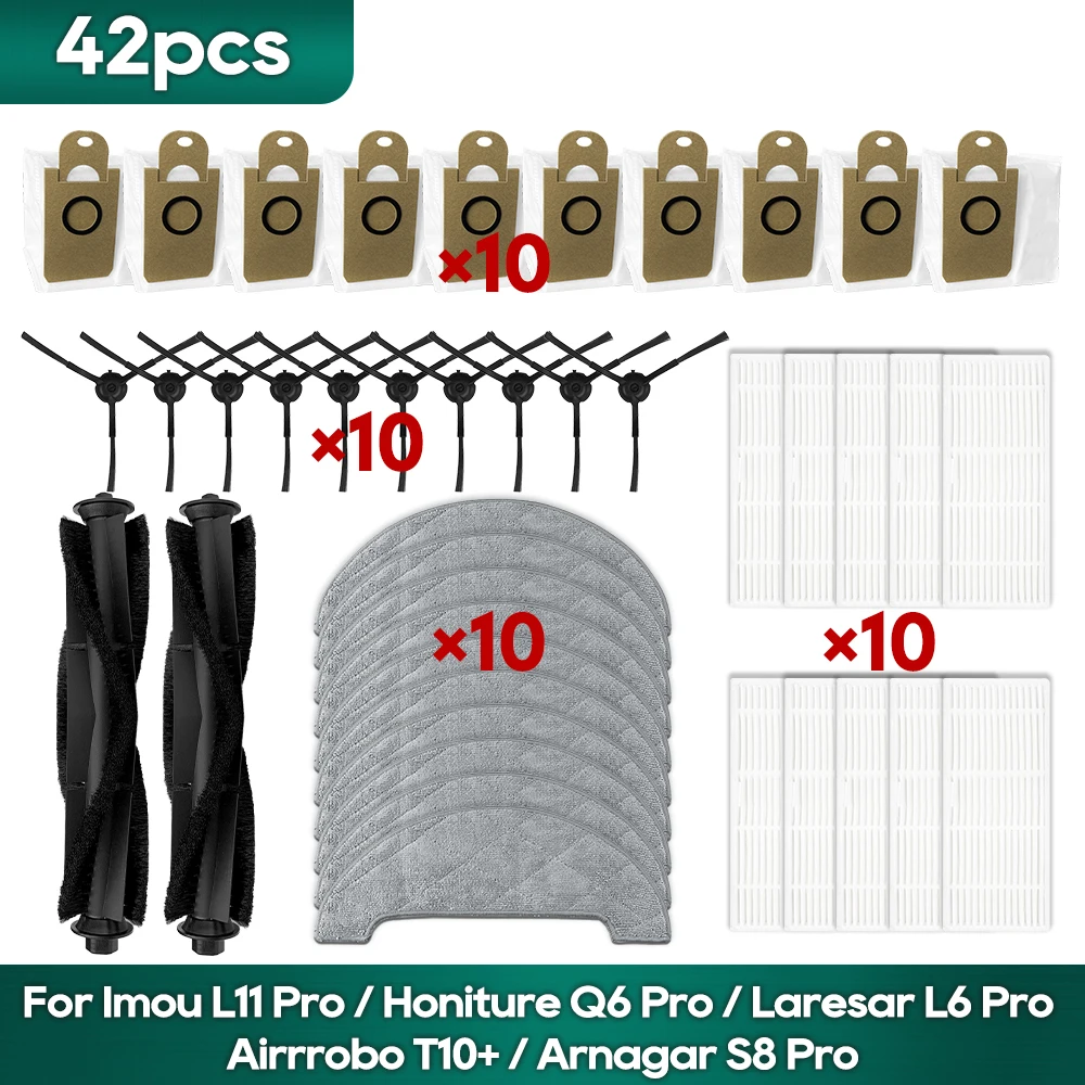 Adequado para Imou L11 Pro Honiture q6 Pro Laresar l6 Pro Airrobo T10+ Arnagar s8 Pro Acessórios Peças Principais Escova Principal Filtro Pano de Limpeza Bolsa de pó