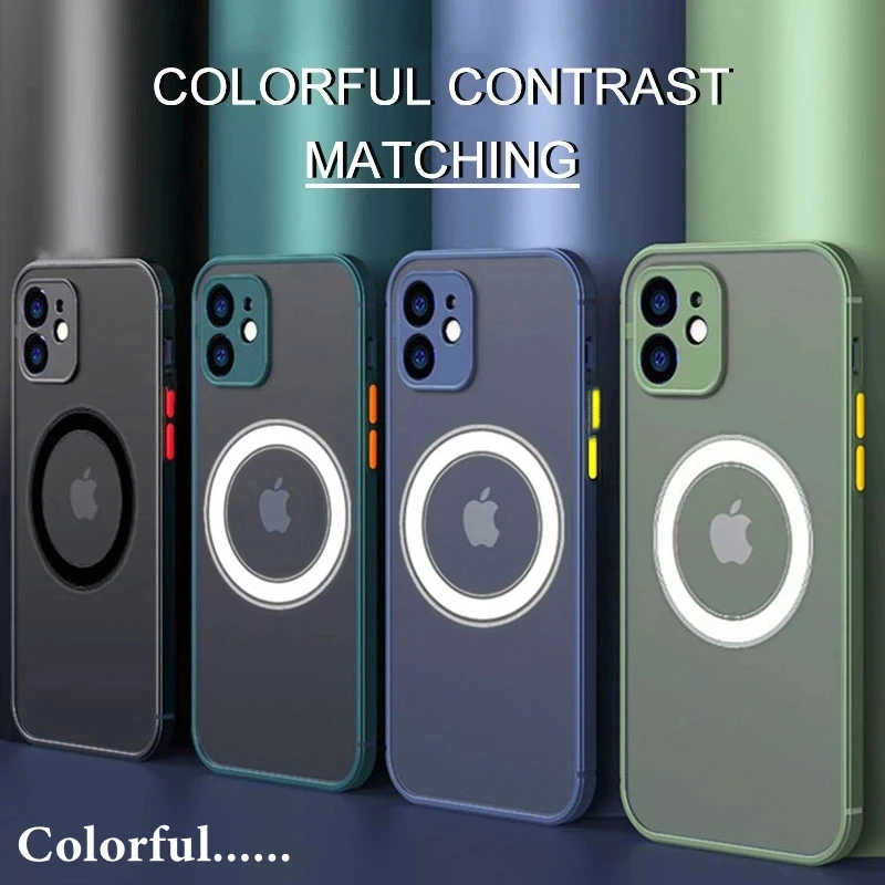 aliexpress.com - Luxury Magnetic Wireless Charge Phone Case For iPhone 14 13 12 11 15 Pro Max Mini X XR XS Magsafe Shockproof Armor Matte Cover