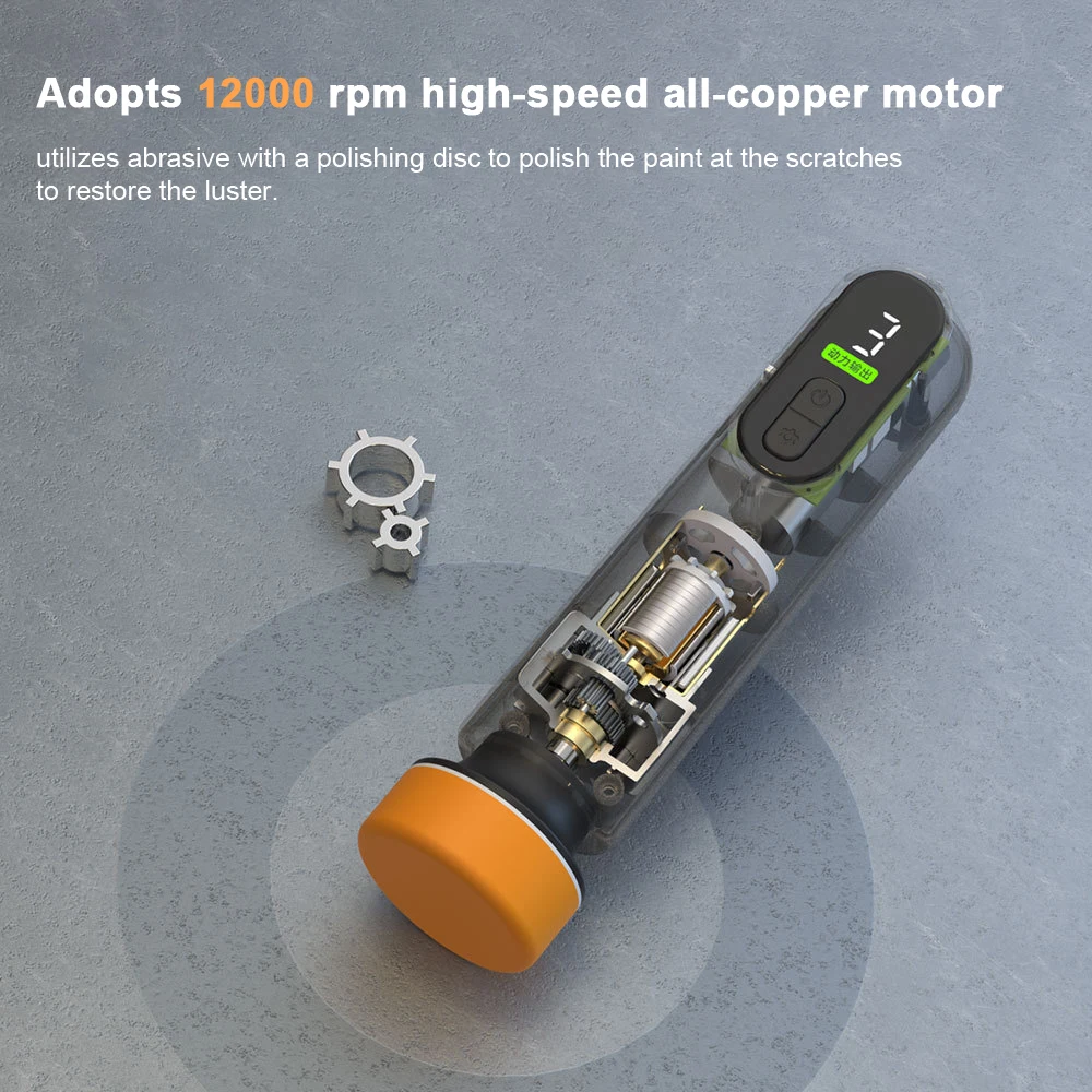Car Polisher Cordless Car Polisher Electric Polisher 40W Mini Waxing Polishing Machine 12000RPM Cordless Car Paint Scratch Repairing Polisher Windscreen Glass Oil Film Remove Tool