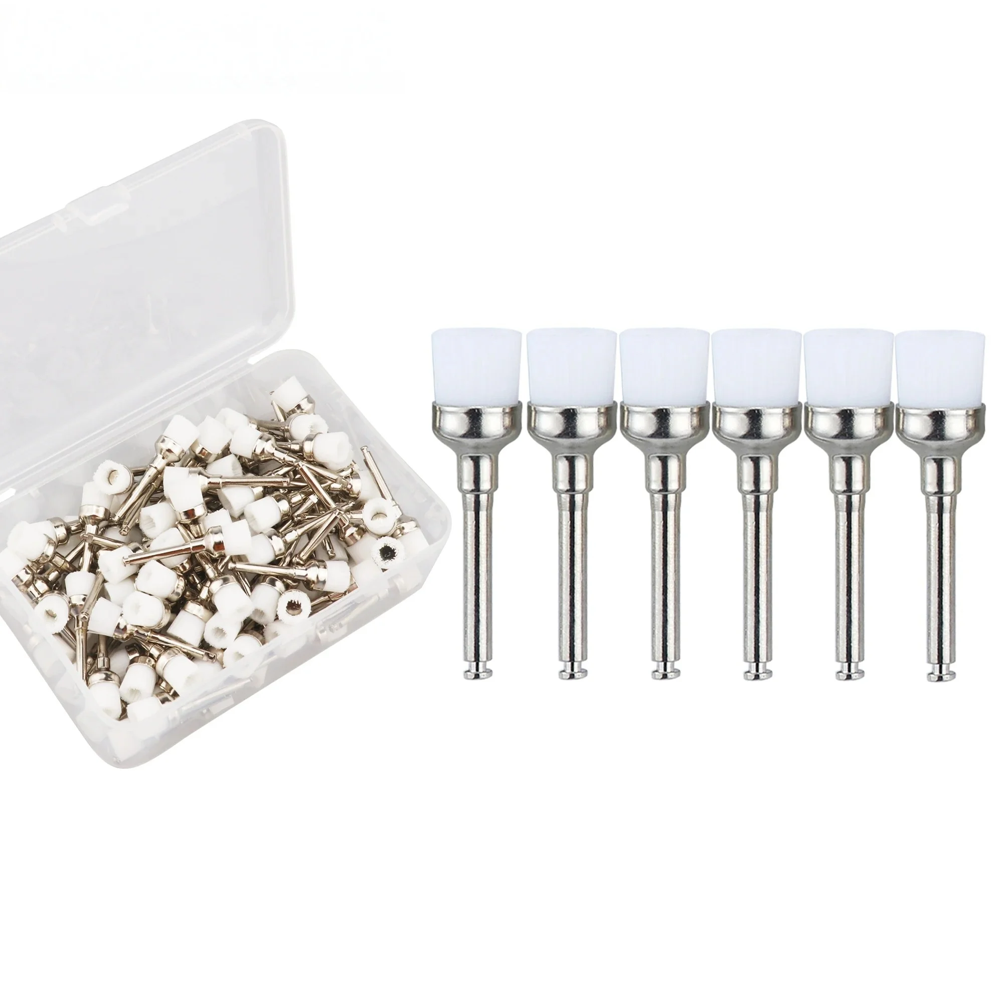 3×100 Stück/Box Zahnärztliche Nylon-Polierbürsten in Schalenform, Prophylaxebürsten für Winkelstücke