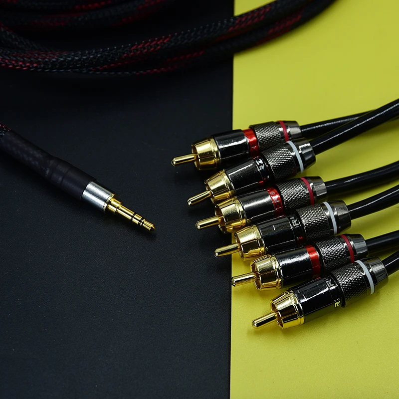 Jack male 1 One to six 6 rca male camplifier speaker cable 3.5 Turn 6  Computer with 5.1 sound of speaker audio cabl 3.5mm Lotus