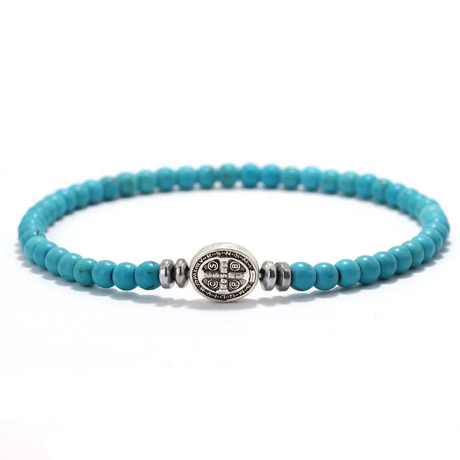 Noter The Holy Spirit Kreuzarmband für Männer und Frauen, 4 mm Howlith, Tigeraugen, kleine Perlen, Brazalete, Hämatit-Stein, Heilarmband – Detail 6