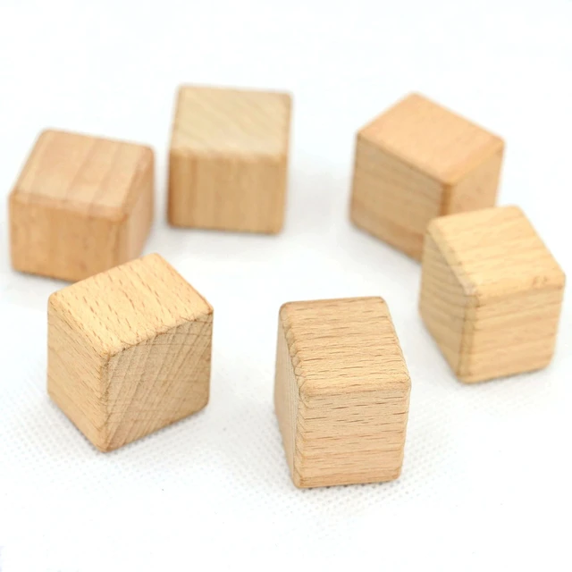 12 Pack Unfinished Birch Wood Blocks, 2 Inch Natural Wooden Cubes Smooth  Surface