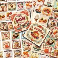 50pcs Retro Food Cake Noodle Stickers Decals For Laptop Scrapbook Suitcase Refrigerator Guitar DIY Cartoon Aesthetic Stickers 1