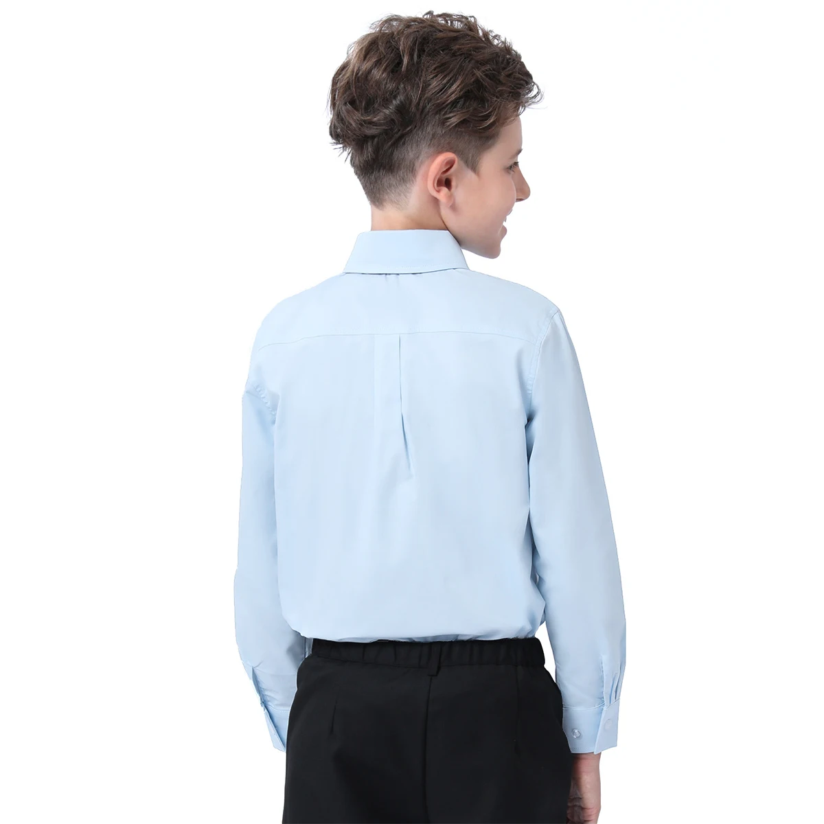 Boys Light Blue Oxford Button-Down Dress Shirt for Special Occasions