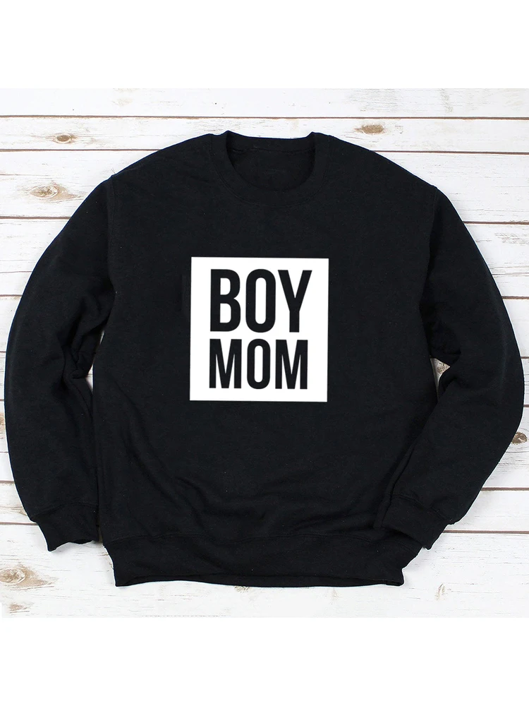 Boy Mama Square Print Sweatshirt Winter Casual Hoodies Lady Crewneck Hoodie Pullover Outfits - AliExpress