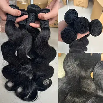 12 14 16 18 Inch Pure Black Hair Bundles Body Wave Extensions Reinforced Tight And Neat Hair Bundles Easy Weaving Suitable For Birthday, Wedding Hair Bundles 1