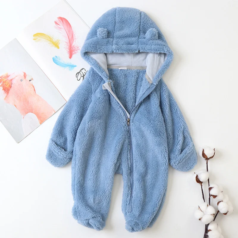New born Baby Romper Winter Costume Boys Clothes Fleece Warm Baby Girls Clothing Overall Jumpsuit hooded infant jacket mantle
