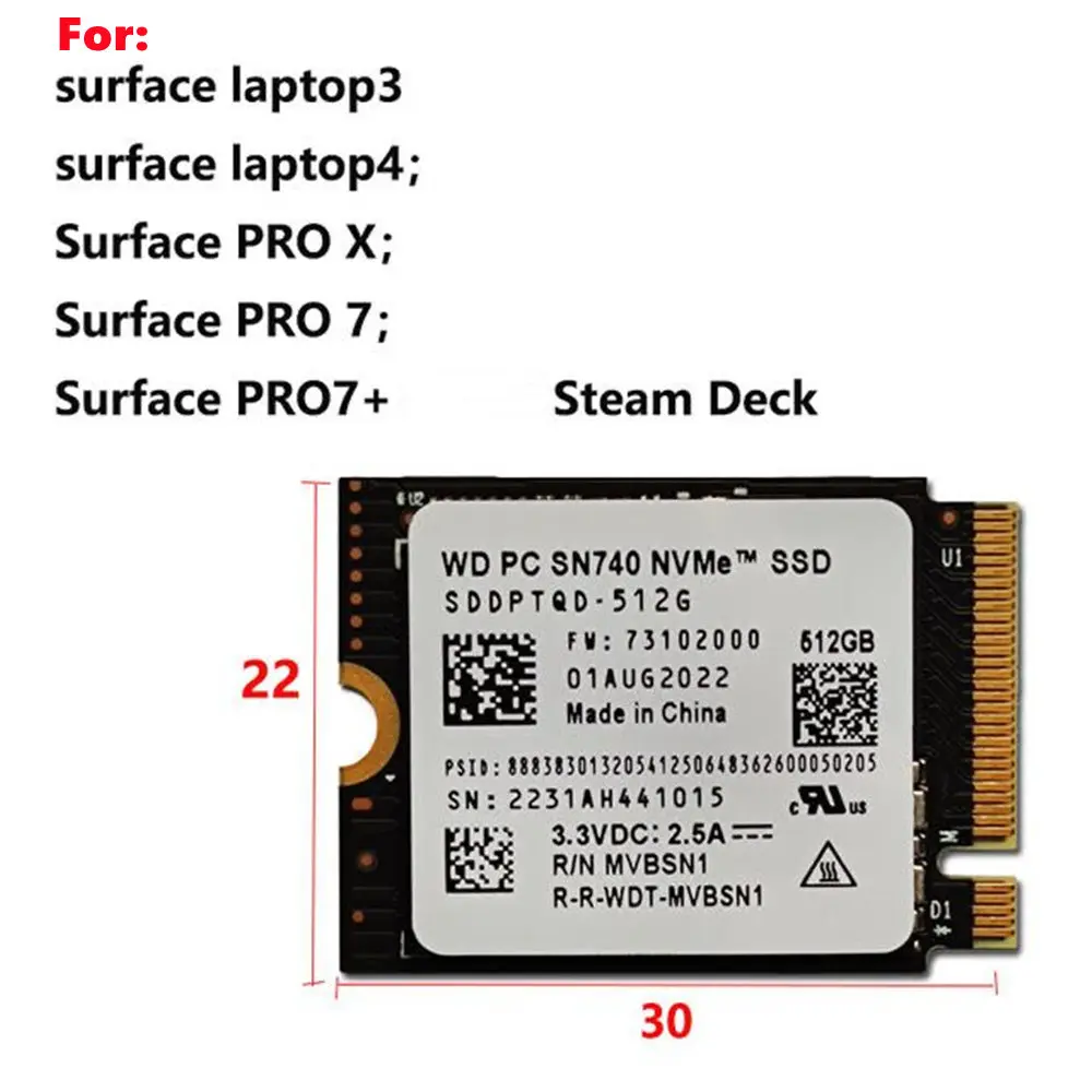 WD SN740 1TB SSD 2230 steamdeck アダプタ付き