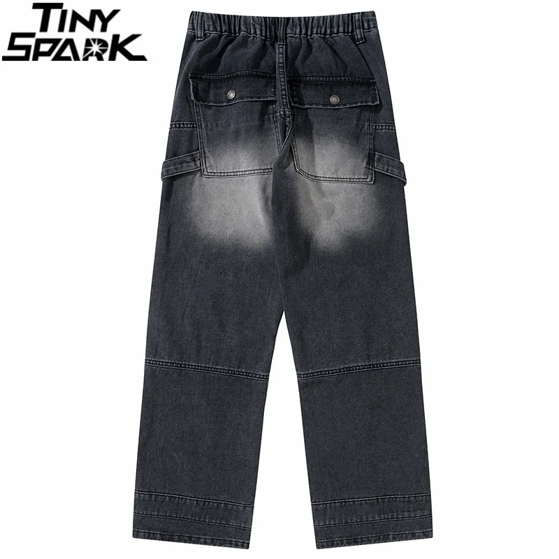 Hip Hop Denim Pants Streetwear Pockets 