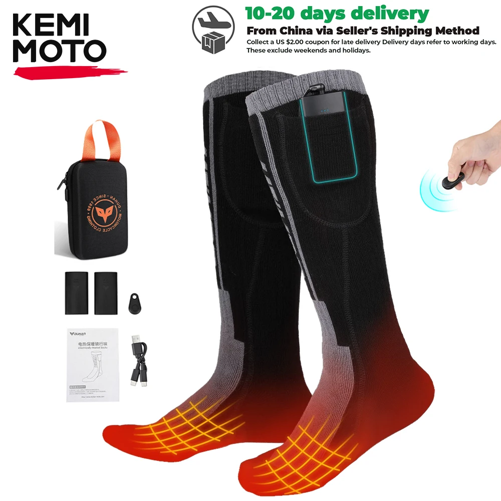 Heated Socks Remote Control Motorcycle Electric Heating Socks Rechargeable Battery Winter Thermal Thick Stockings Men Women