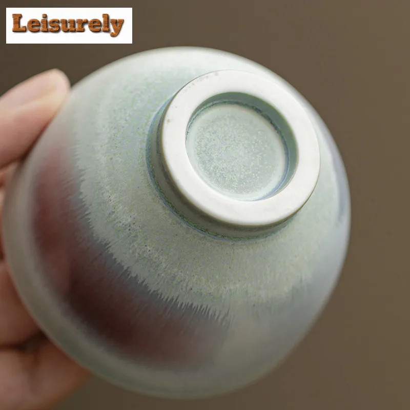 120ML Aurora Kiln Change Red Blue Glaze Teacup Coffee Mug Tea Bowl Mug Fragrance Cup Jianzhan Master Cup Tea Services Supplies