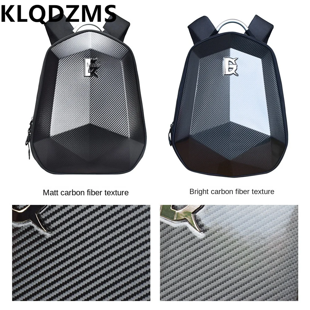 KLQDZMS Fashion and Simple Oxford Cloth Backpack Matte Glossy Motorcycle Waterproof Riding Bag Neutral Hard Compression Backpack