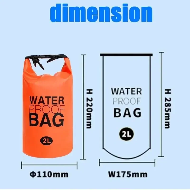 Waterproof Dry Bag 2 Liter Waterproof Dry Bag Storage Swimming Kayak River Hiking Float Sailing Canoe Diving Compression Backpack
