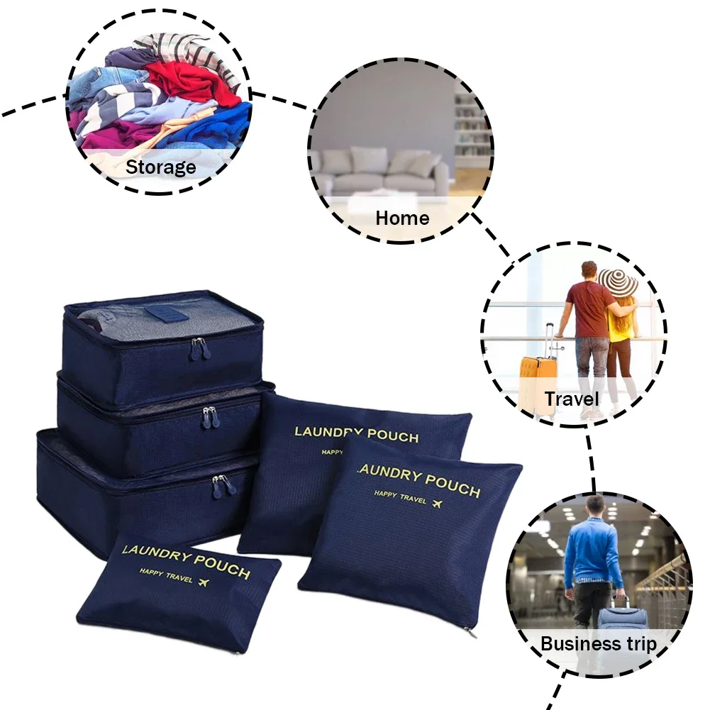 6pcs/set Classification Storage Bags Thickening Cosmetic Packaging Bags Foldable Space Saving for Family Vacation Skiing Camping 4