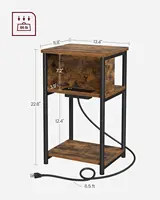 Side Table with Charging Station, 3-Tier End Table with USB Ports and Outlets, Nightstand for Living Room, Bedroom 2