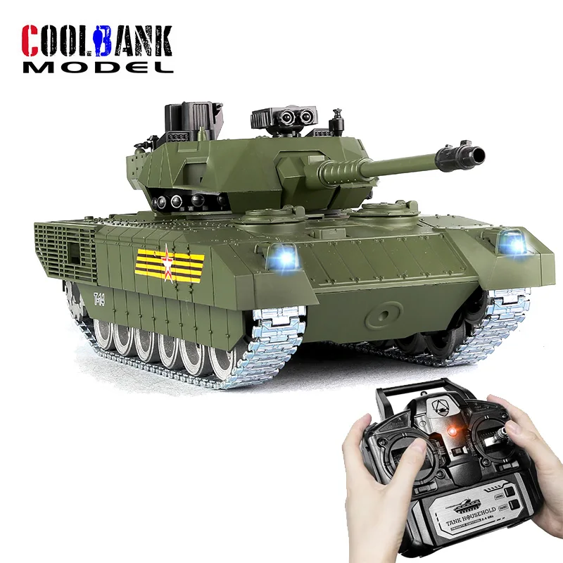 COOLBANK 남아용 RC 탱크, 러시아 아르마타 T-14 리모컨 메인 배틀 탱크 모델, WWII 탱크, 군용 차량 모델, 1/18 2.4G 