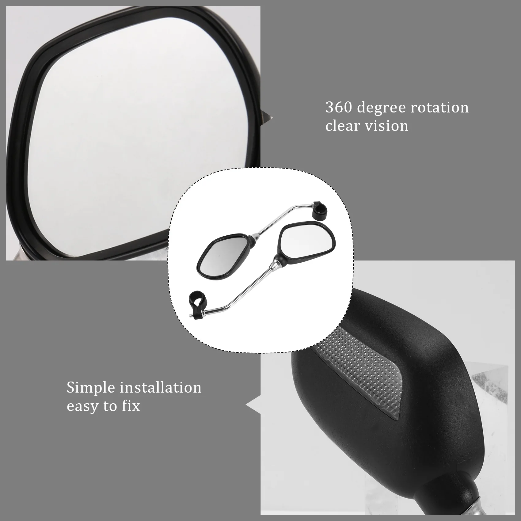 ABST 1쌍 자전거 거울 360 ° 회전 후면 백미러 광각 핸들바 자전거 사이클링 거울