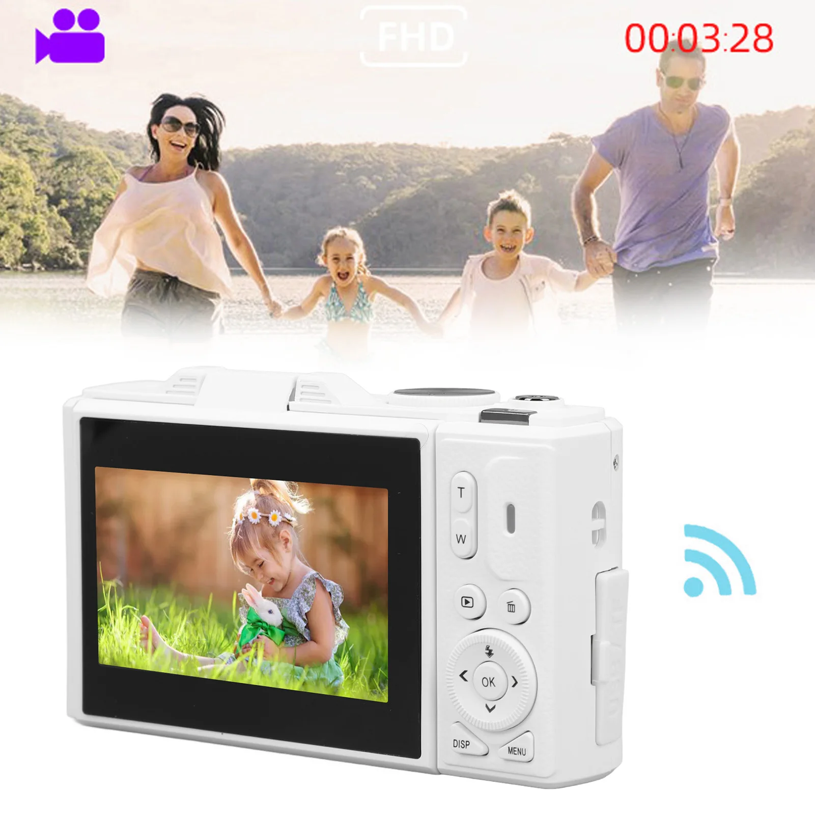 Retro Digital Camera 64MP Stabilization Video Pause Function 3 Inch IPS Screen Digital Camera for Vlogging for Beginners