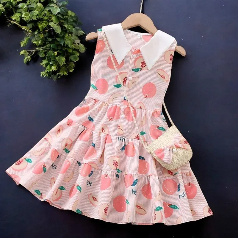 Summer Girls Sundress Cute Girls Holiday Dresses for Kids Fruit