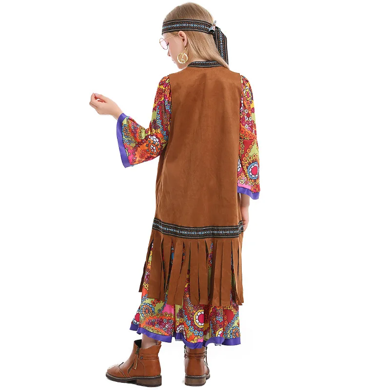 Déguisement Robe Longue Hippie pour filles - Déguisement Mania