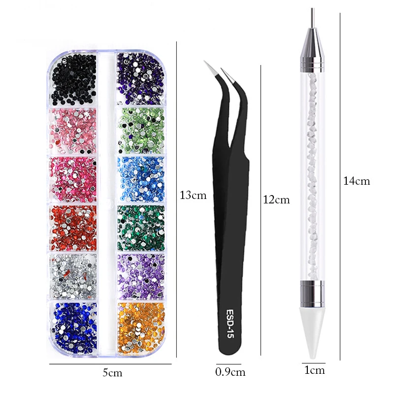 3 Pz/Set Nail Art Accesorios Strass Multi-Size 3D Crystal Decorazioni Fai Da Te Glitter Crystal Rivet Gem 3D Nail Supplies