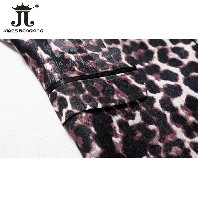 ( Blazer + Pants) Stage Host Apparel Mens Suit Nightclub Prom Social Slim Tuxedo Fashion Cool Leopard Print Dress Formal Suit 4