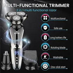 Versatile Men's Rechargeable Grooming Kit with Trimmer and Cleansing Brush (Silver)