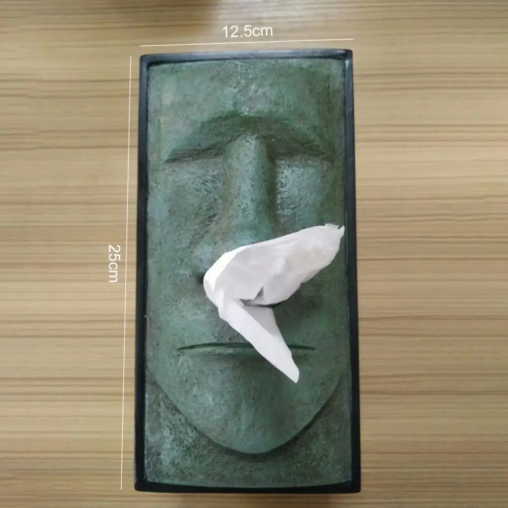 Tissue Box Waterproof Vintage Shakespeare Moai Pattern Tissue Box Easter Island Tissue Case Home easter decoration 2023