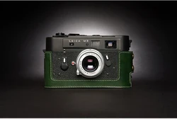 Luxurious Genuine Leather Half Camera Case Cover (Dark Green - M5)