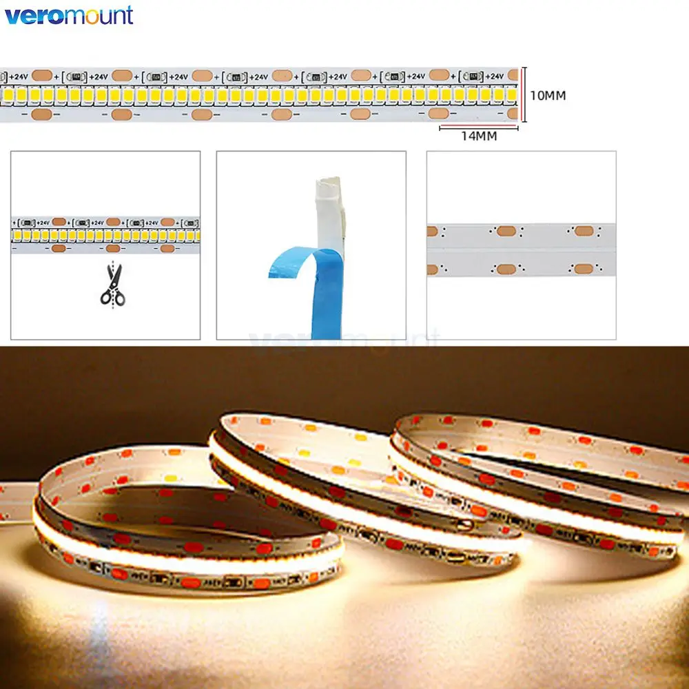 5m 24V DC 고밀도 2025 LED 스트립 420LED/m 3000K 자연 흰색 4000K 6000K LED 선형 백라이트 CRI85 고휘도 IP20