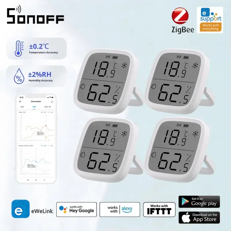 

Датчик температуры и влажности SONOFF SNZB-02D Zigbee, автоматизация умного дома, монитор в режиме реального времени Ewelink Alexa Google Home Assistant