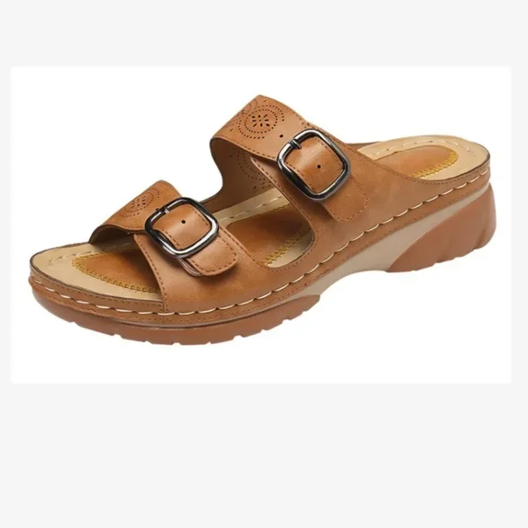 Wedges Sandals Shoes Women Fashion Belt Buckle Platform Outdoor Walking Slippers Non-slip Open Toe Ladies Shoes women sandals women wedges heels shoes