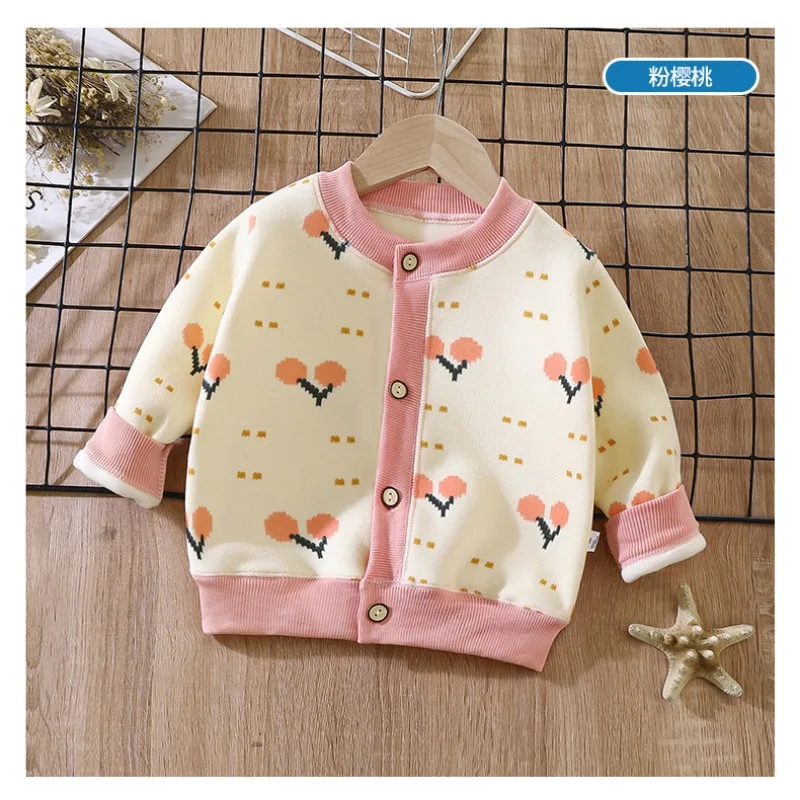 새로운 2026 가을 겨울 어린이 두꺼운 니트 가디건 따뜻한 겉옷 스웨터 소년 소녀 데일리웨어