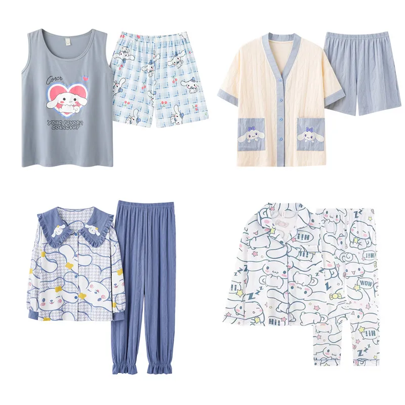 

Кавайная Пижама Sanriod аниме серия Cinnamoroll летняя мультяшная Милая домашняя одежда для отдыха свободный костюм подарок для маленькой девочки