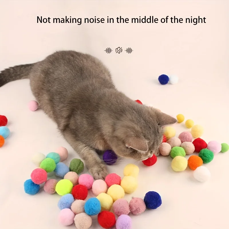 

Pet Colored Plush Ball Pack Of 12 3cm Colored Balls In A Box Cat Toy Fun Silent Ball Interactive Kitten Toys Pet Supplies