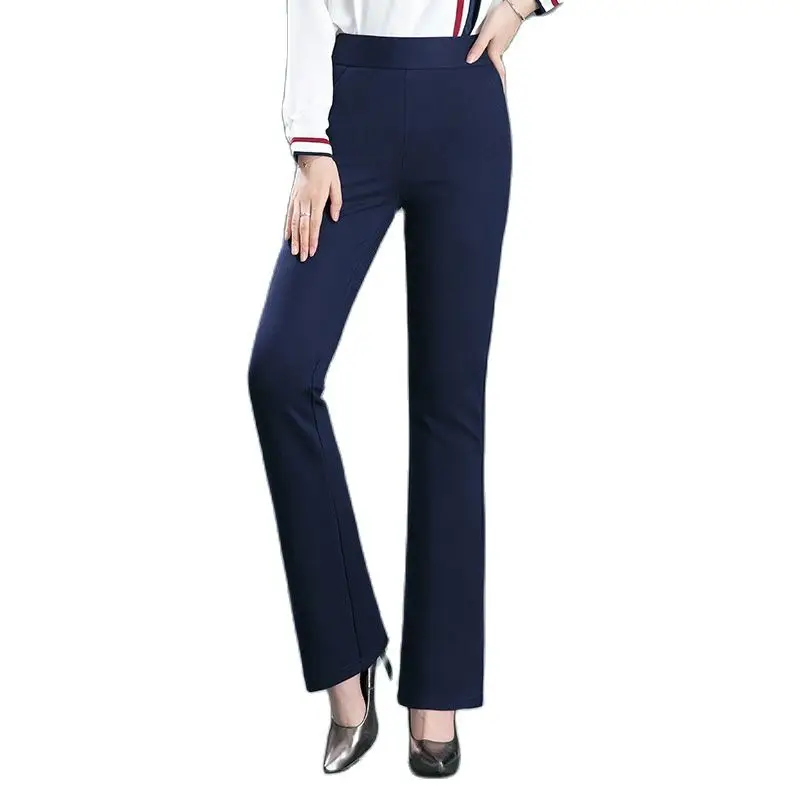 

Women Spring Autumn Elastic Band Waist Flared Pants Office Working Elastic High Waist Stretch Flare Trousers Oversize 8XL 10XL
