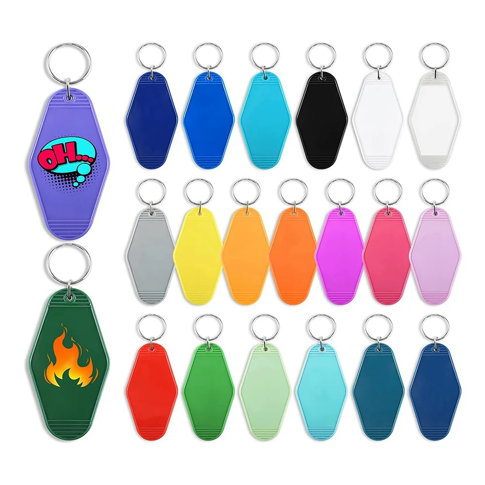 

Vintage Motel Keychains 21 Colors Retro Blanks Heat Transfer Ornaments for Sublimation Vinyl DIY Crafting Keychain