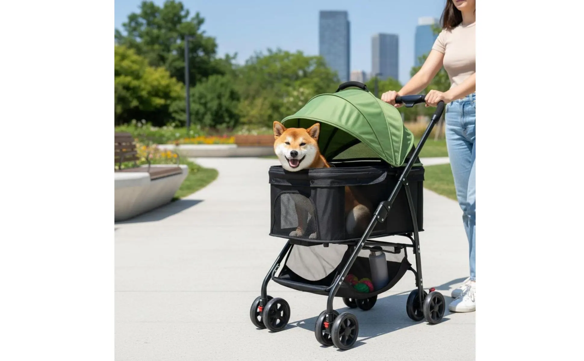 Foldable Pet Pet Transport Full Rotation Wheels Detachable Pet Carrier Pet Transport Lightweight Dog Cat Animal Carriage Storage