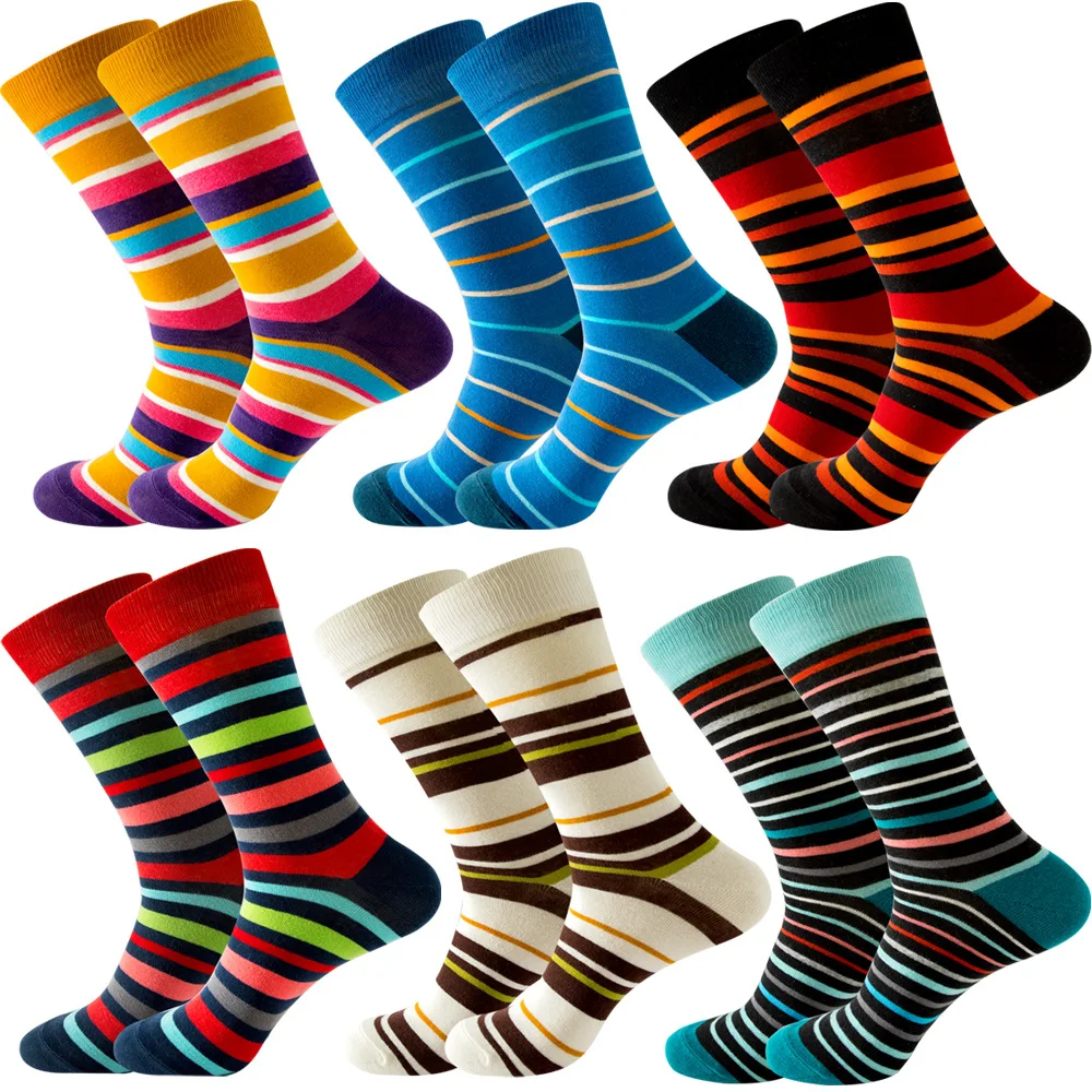 6 Pairs Men Funny Socks Cotton Casual Personality Design Hip Hop