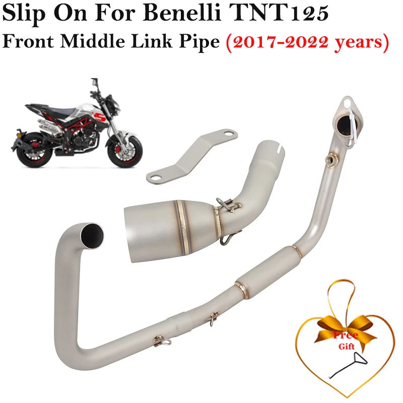 

Слипоны для мотоцикла Benelli TNT125 TNT 125 2017-2022, модификация выхлопной трубы, передняя средняя Соединительная труба, 51 мм Глушитель