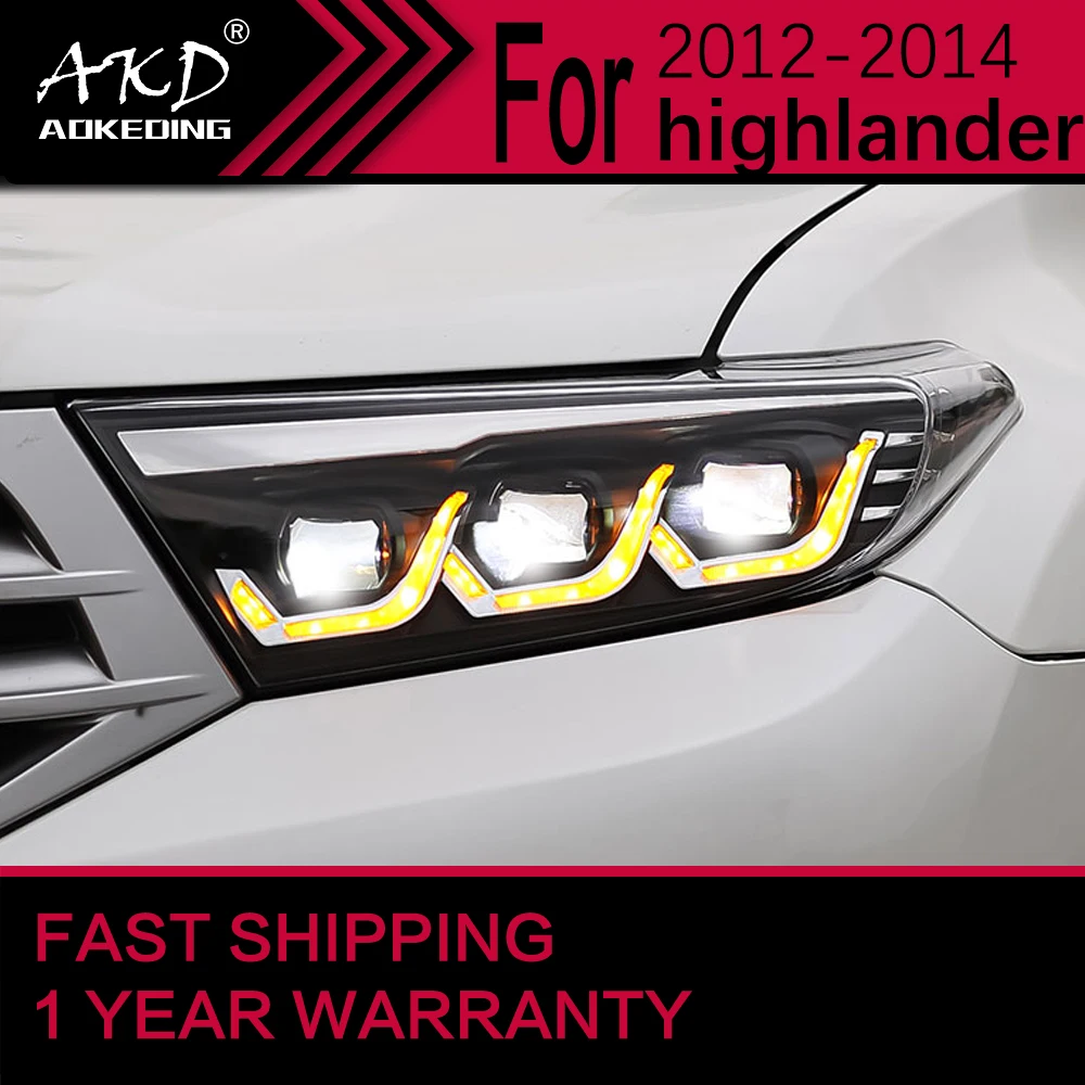 Car Lights For Toyota Highlander Led Headlight 20122014 Head Lamp Drl