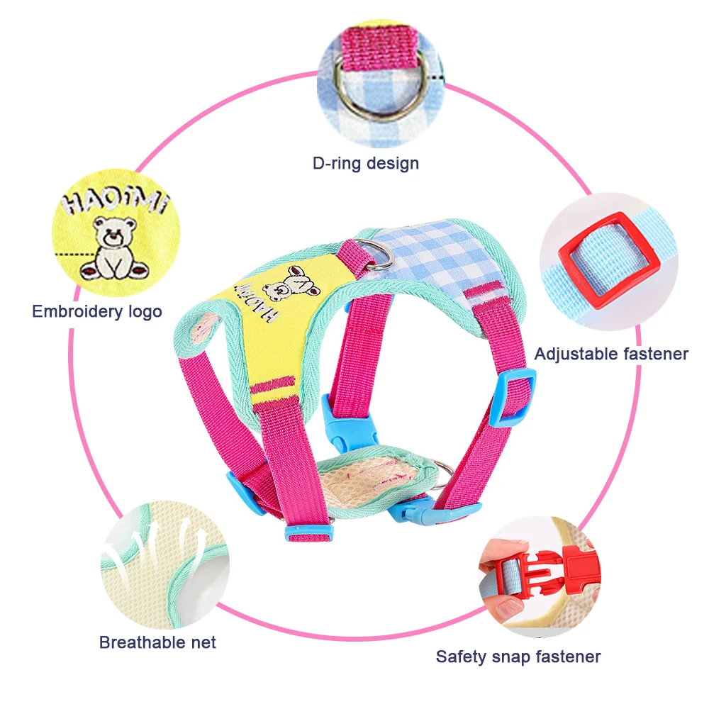 Adjustable Dog Harness And Leash Set For Small Dogs Walking_voghion.com