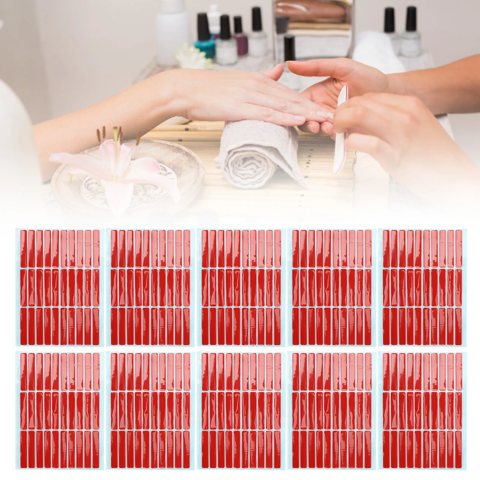 Nail Tip Mounting Tape 10 Sheet Nail Art Mounting Tape Salon Double Sided Adhesive Accessory for Tip Color Display